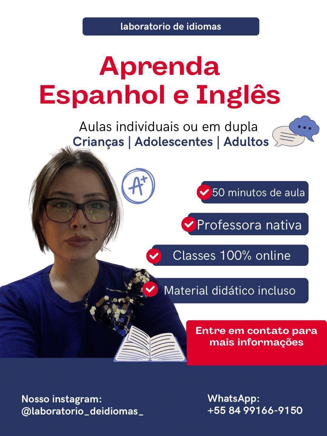 Aulas de espanhol e ingles